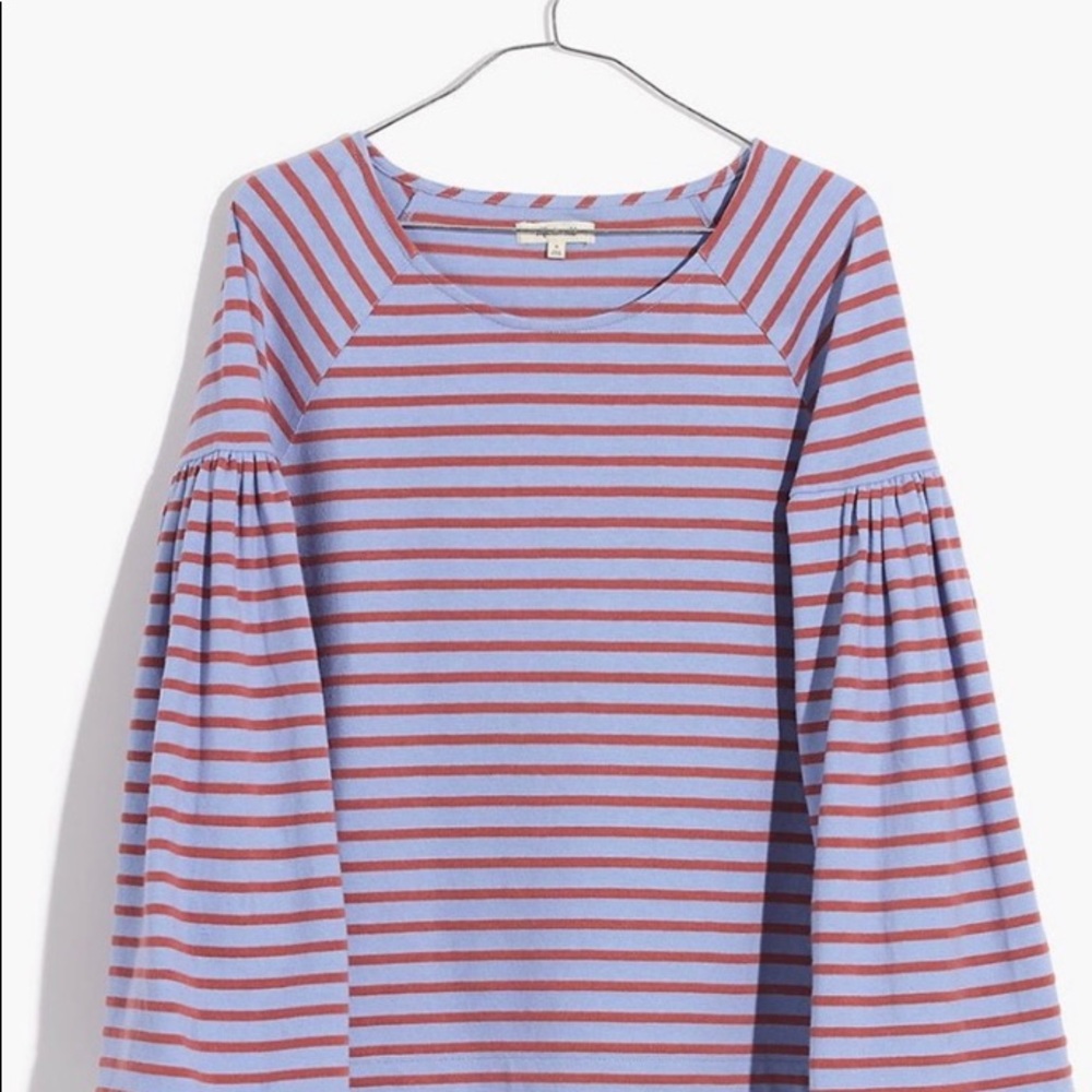Madewell Shirred-Sleeve Sailor Top